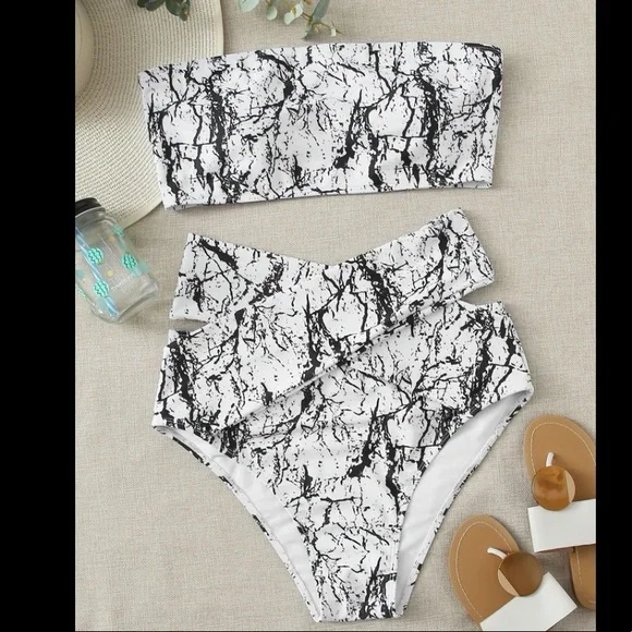 SHEIN Swim New Plus Marble Bikini Swimsuit Poshmark